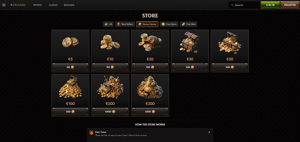 Crusaado Casino Bonus Shop