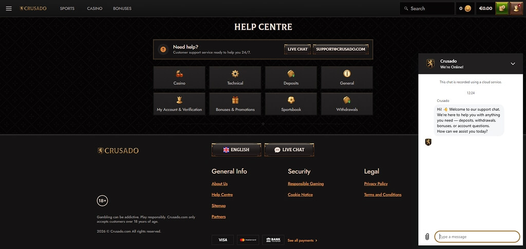 Crusaado Casino Conact Us