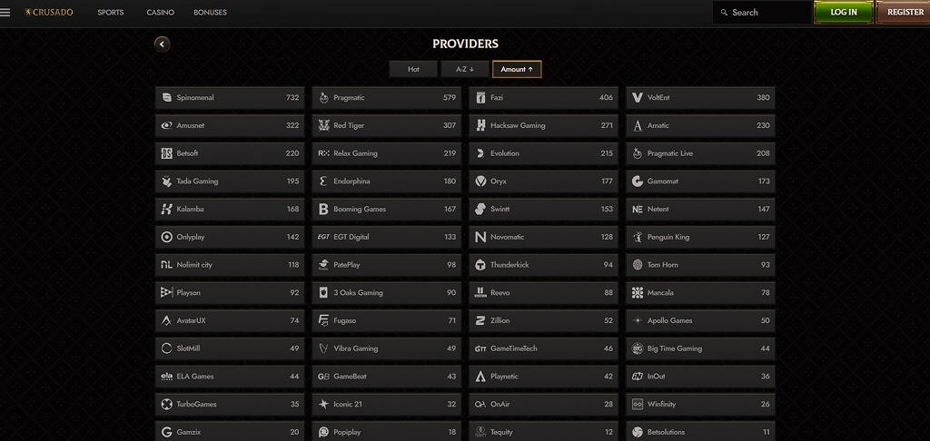 Crusaado Casino Game Providers
