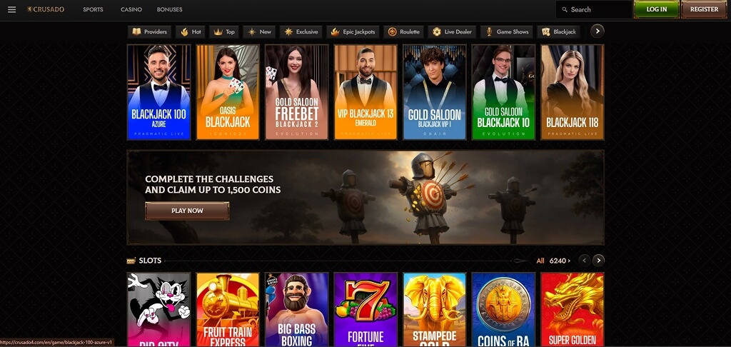 Crusaado Casino Interface